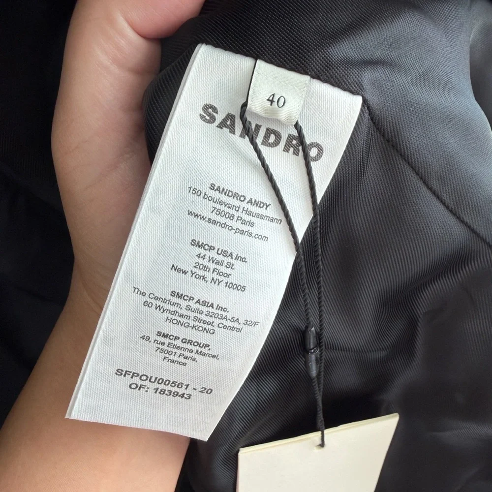 SANDRO Offy Double Breasted Long Coat - Picture 14 of 14